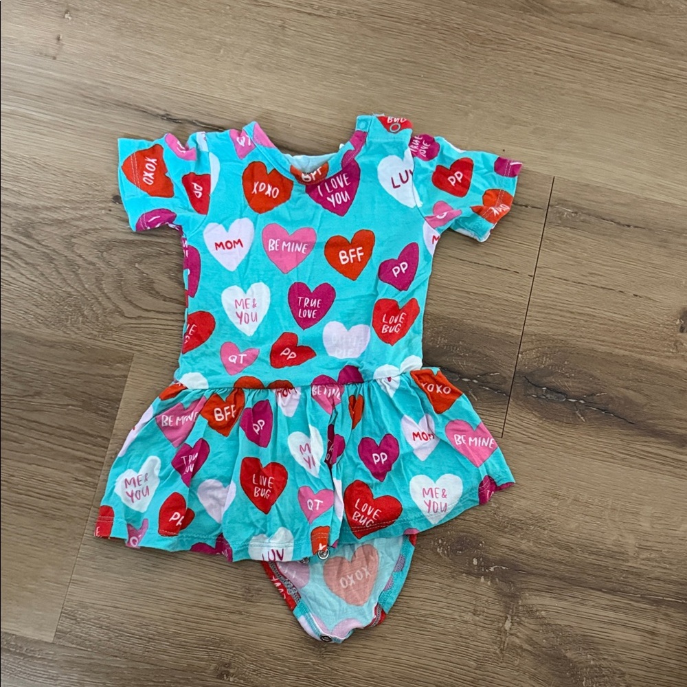 Posh Peanut Heart Print Bodysuit - Blue and Red